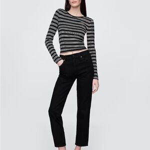 GAP High Rise Cheeky Straight Jeans in Black